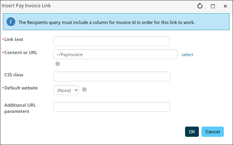 Defining the Pay Invoice Link