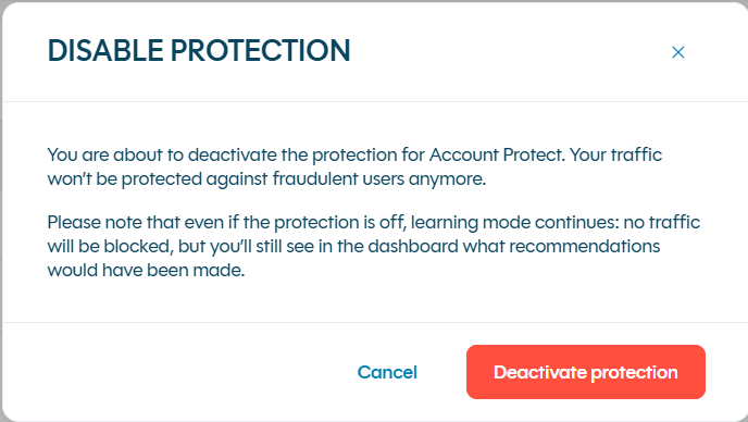 Disable protection confirmation dialog