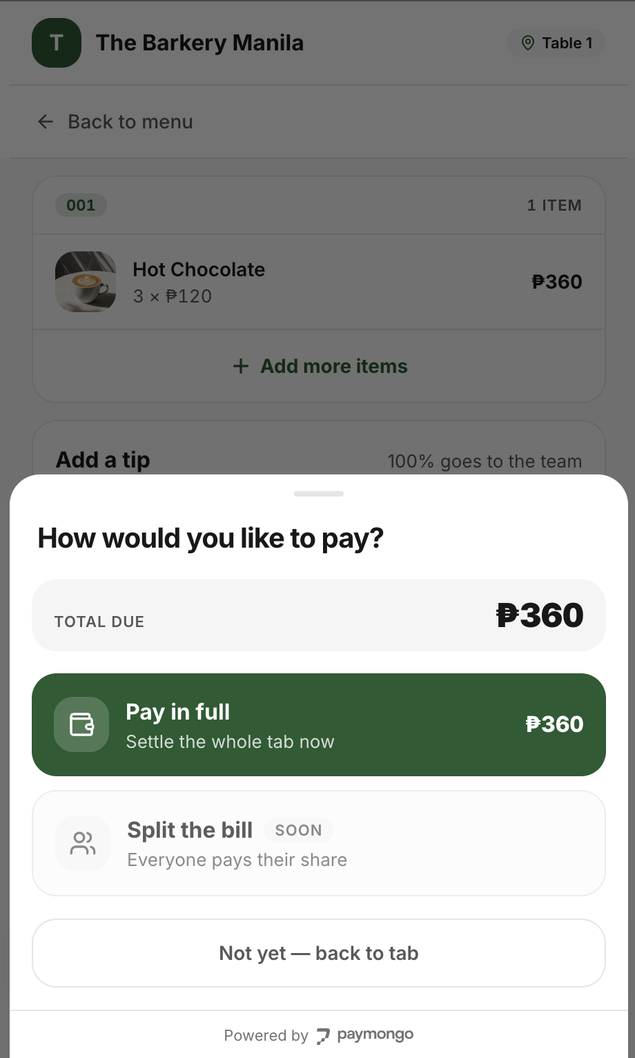 generate the bill when the customer asks