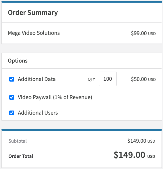 Example Hosted Payment Page for a Usage-Based Plan