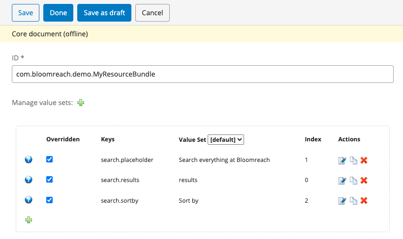 Figure 6. The resource bundle editor after having added some resources.