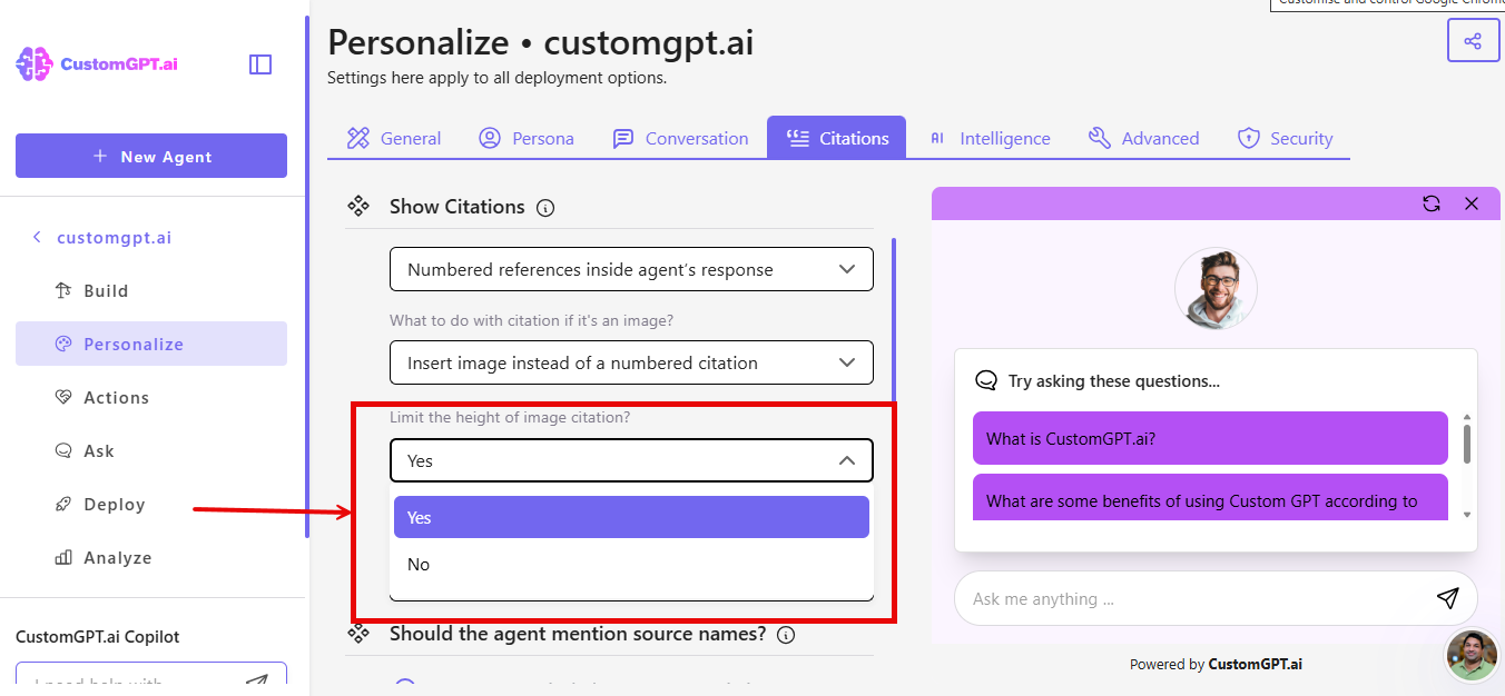 Step 3 - Select limit option