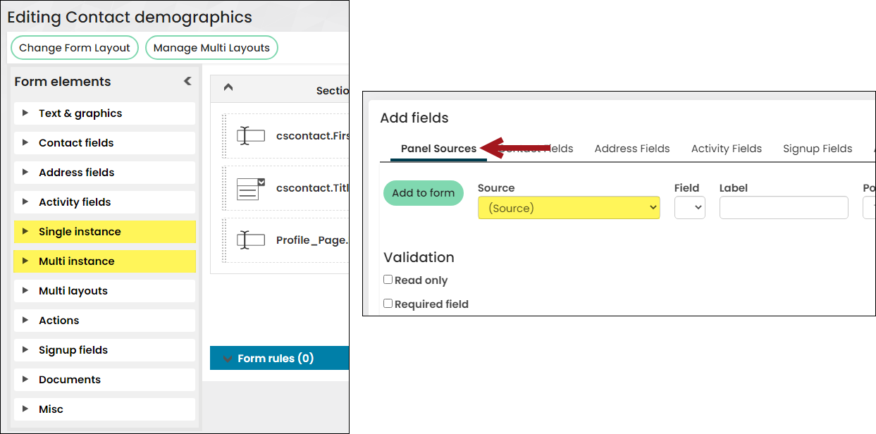 Adding a panel source