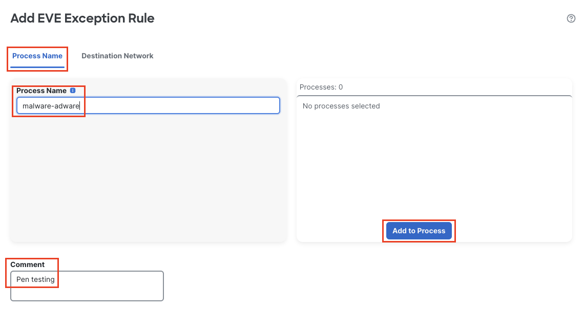 Process Name under EVE Exception Rule