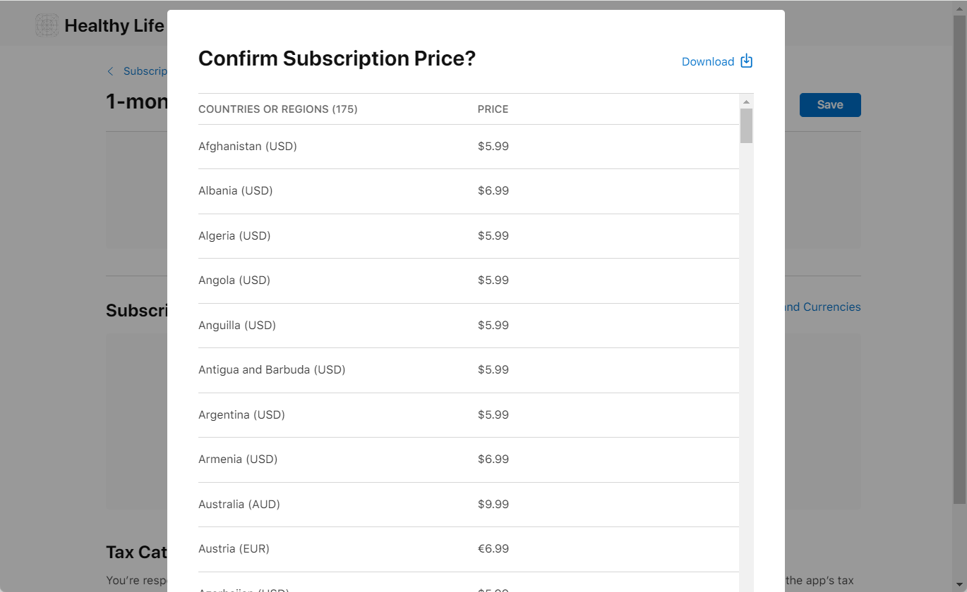 Add prices for subscription