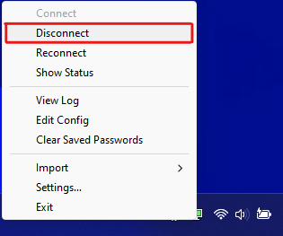 Select Disconnect from the options listed