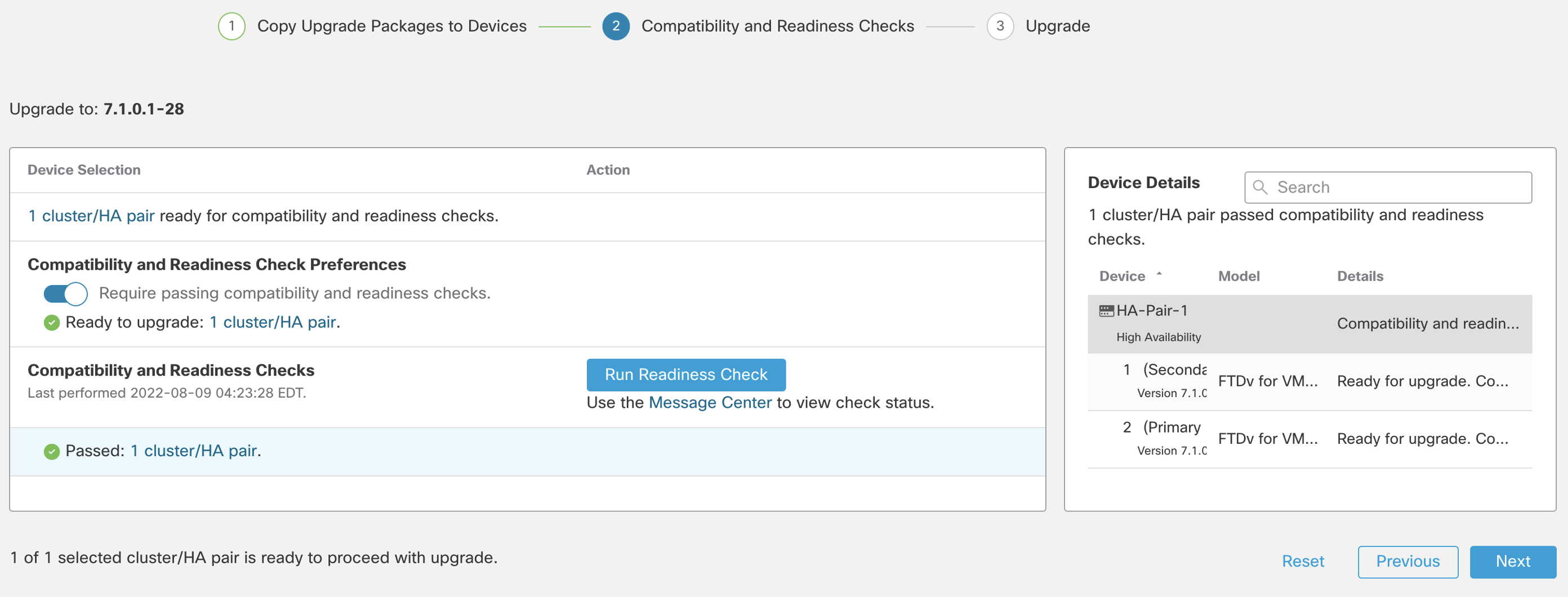 Figure 8: Readiness Check completed successfully