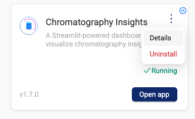 Details option for activated data apps