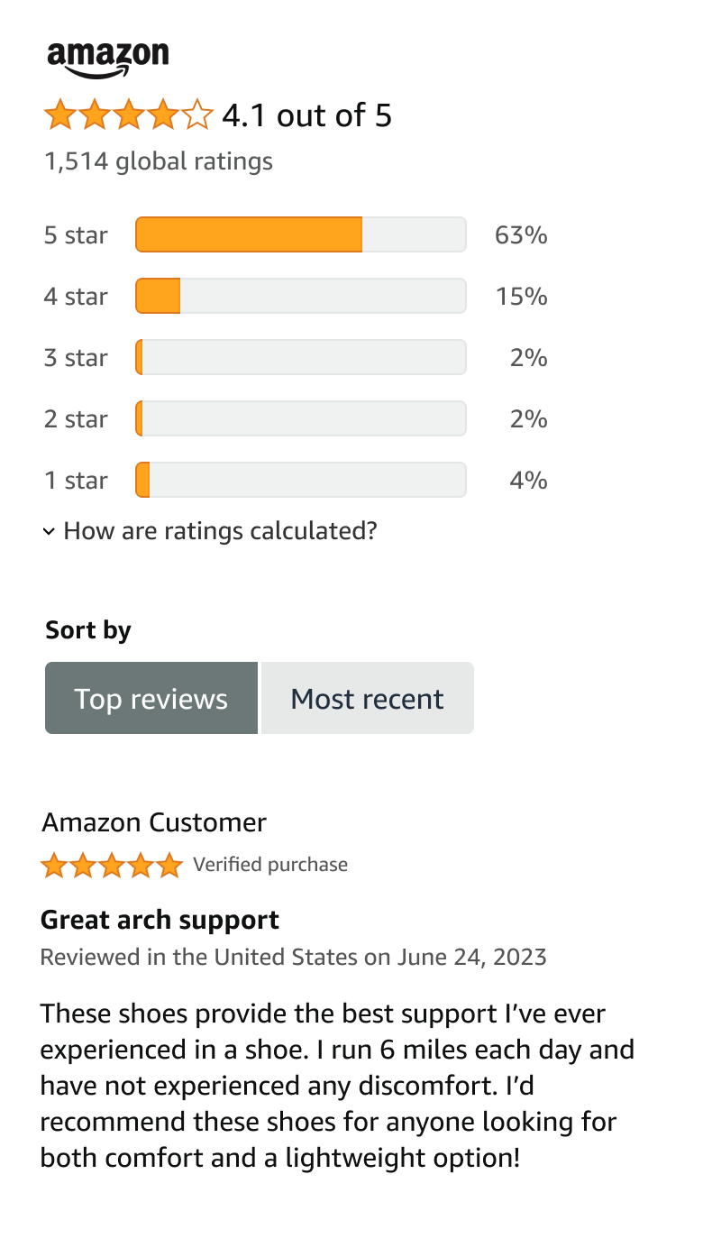 Example of what Reviews from Amazon looks like