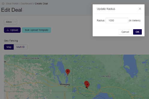 **Update radius of Geo Fence**