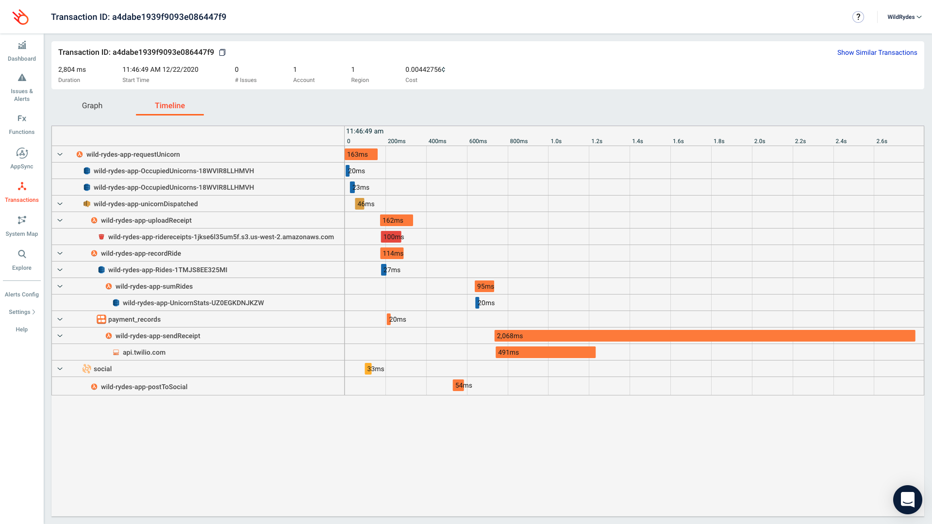 Transaction Timeline.png Use the Top bar to navigate between Graph and Timeline views.