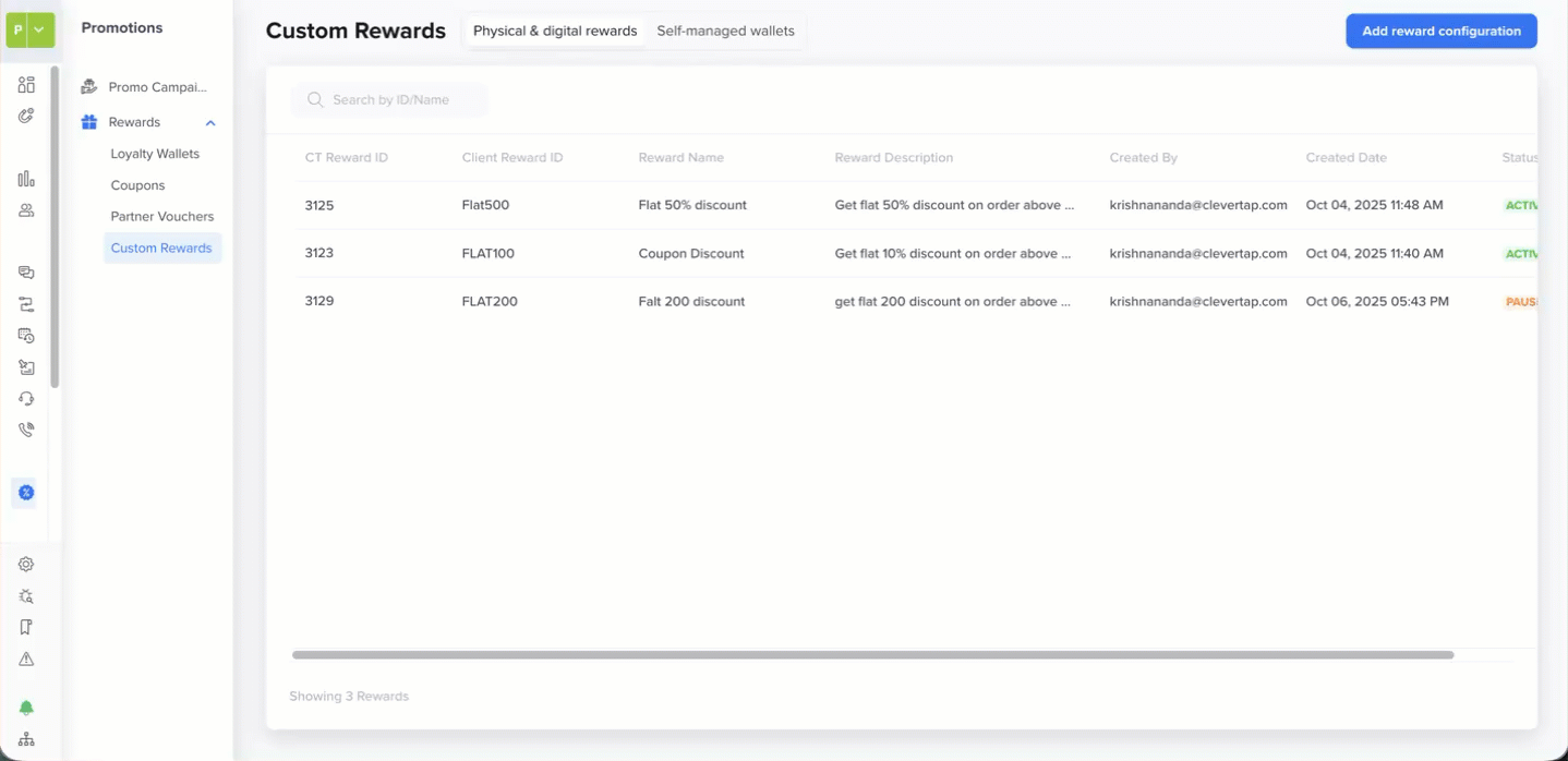 Add Reward Configuration