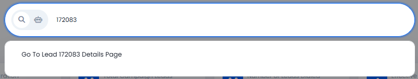 Screenshot of the lead search