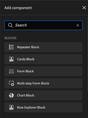 Available Budibase blocks