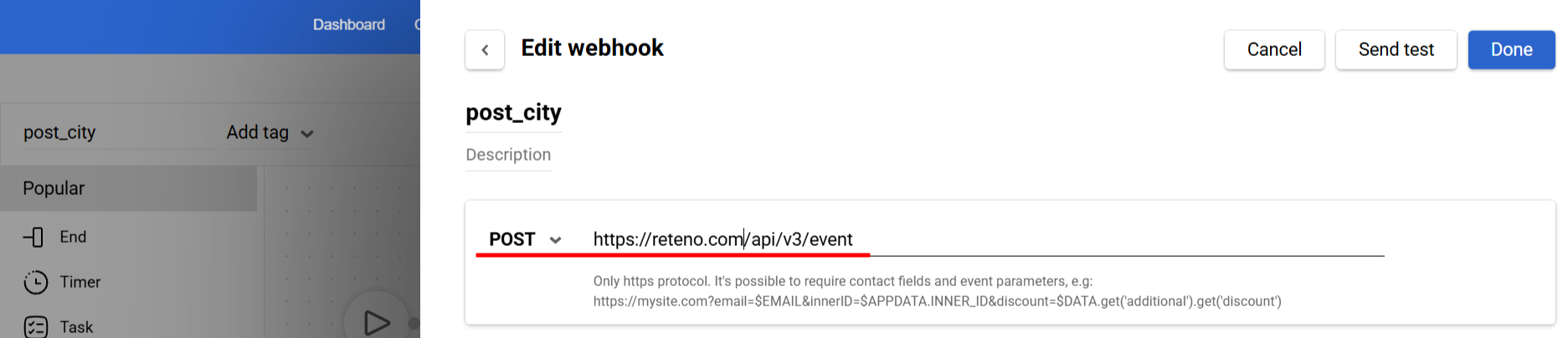 Webhook configuration