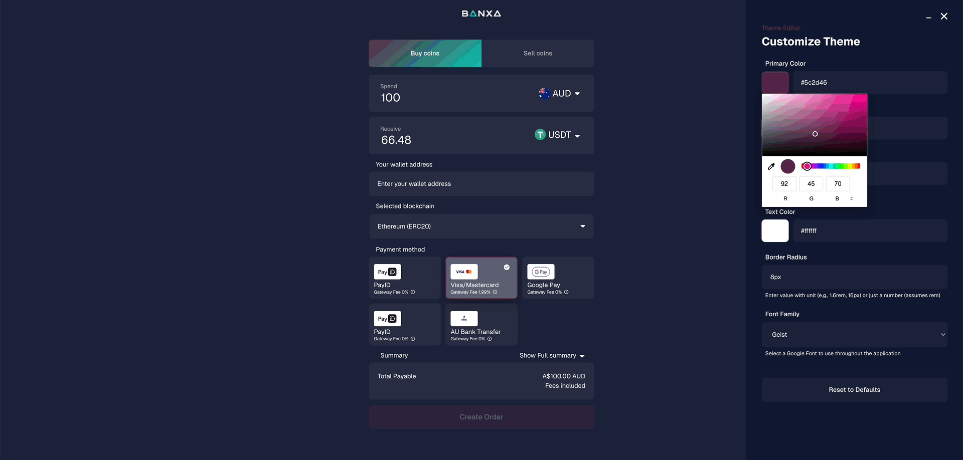 primary and secondary color selection