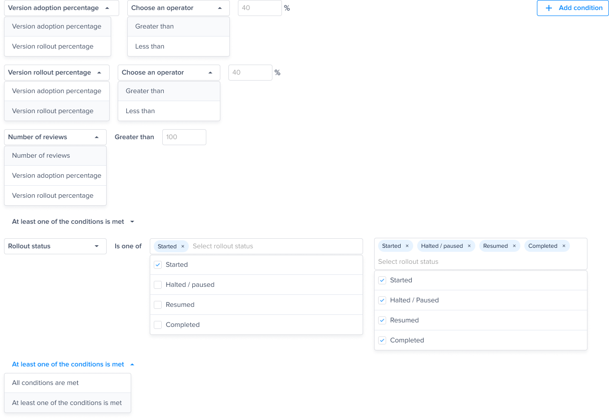 Choose one of the conditions