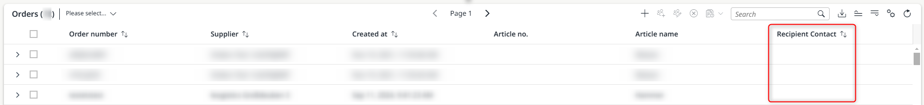 Option to display the ‘Recipient Contact’ column