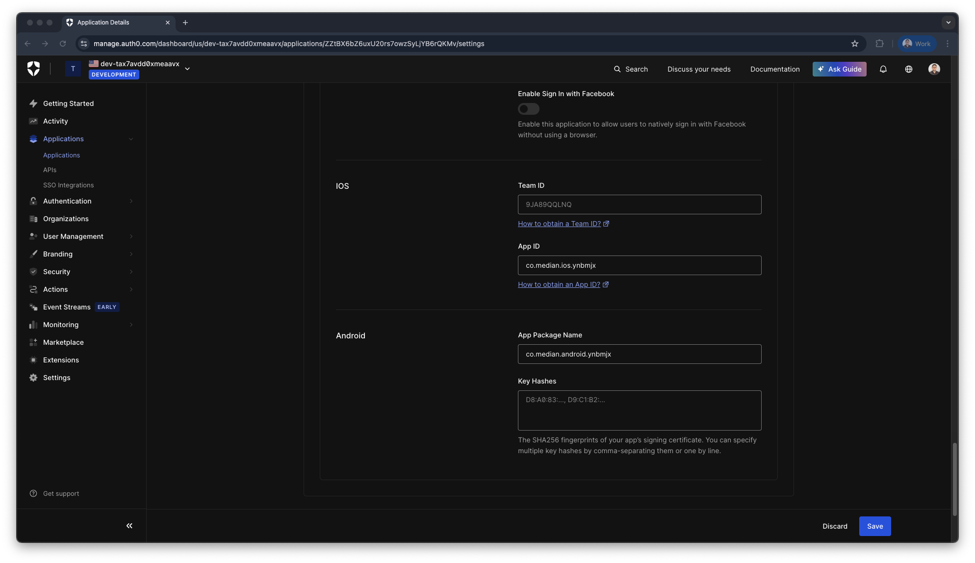 Auth0 Device Settings