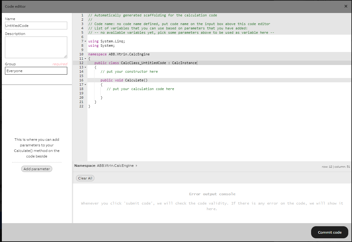 Code editor window