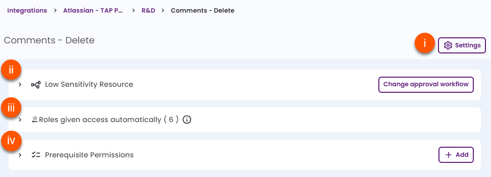 Screenshot of role management screen
