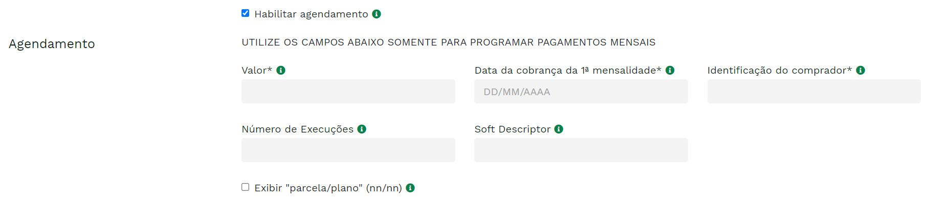 "Payment form with scheduling." -no-filter