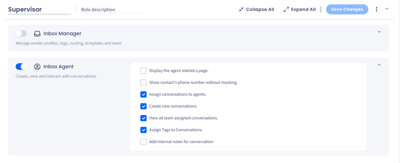 Screenshot with adding new inbox role flow