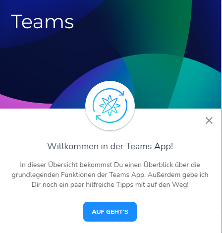 Start eines Übersichtsguides innerhalb der Teams App