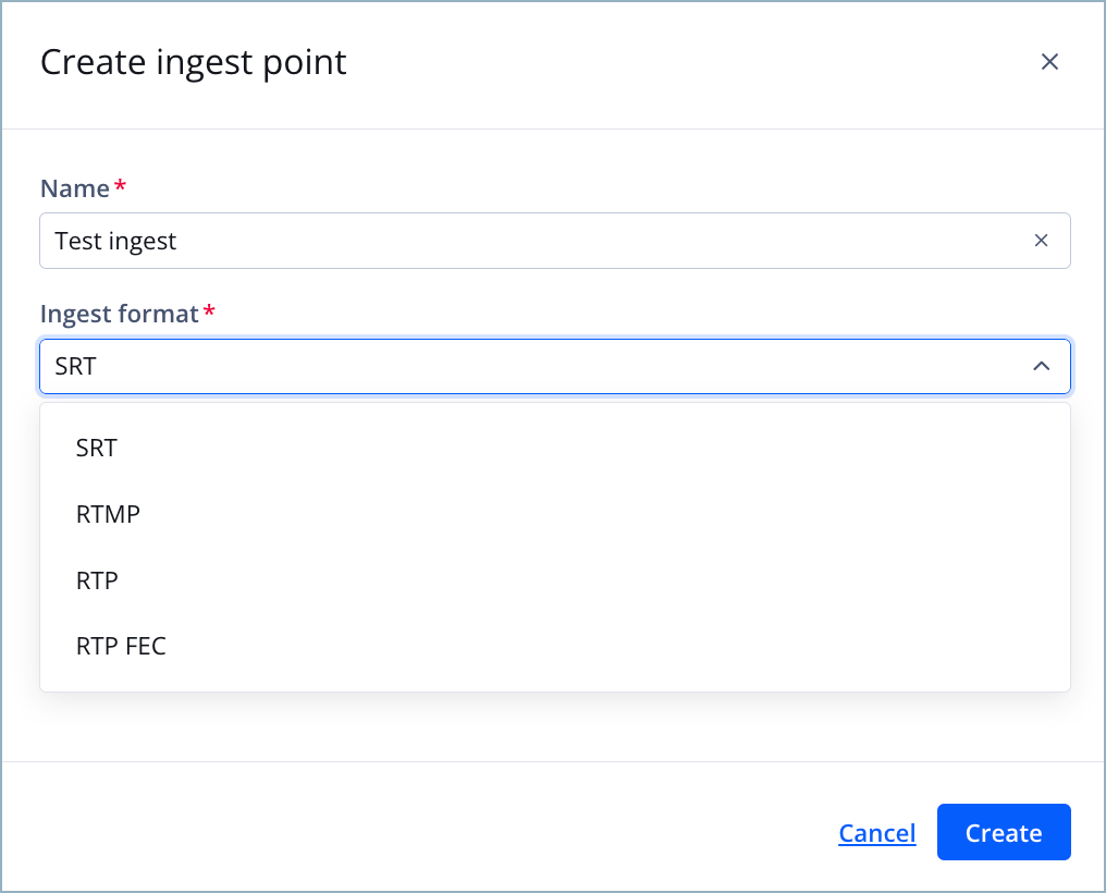 Create ingest point panel