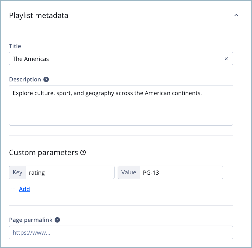 Playlist metadata section