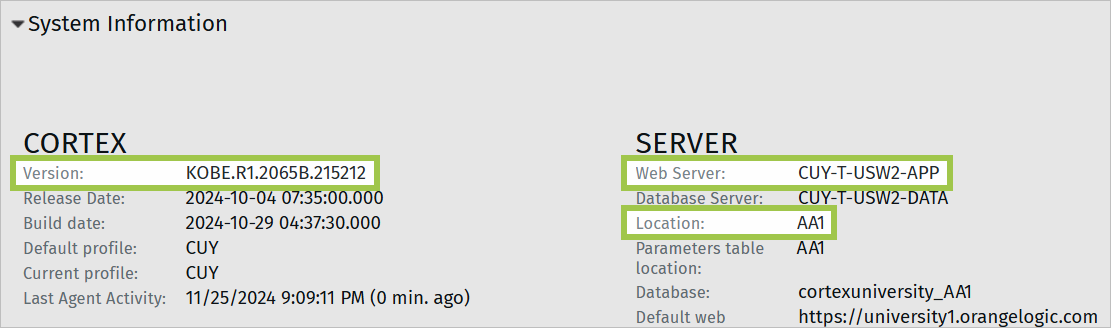 System information in OrangeDAM