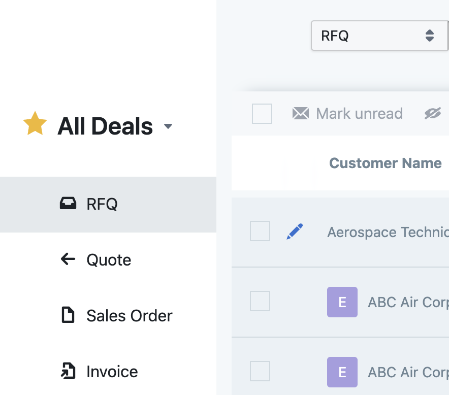 "All Deals" inbox view