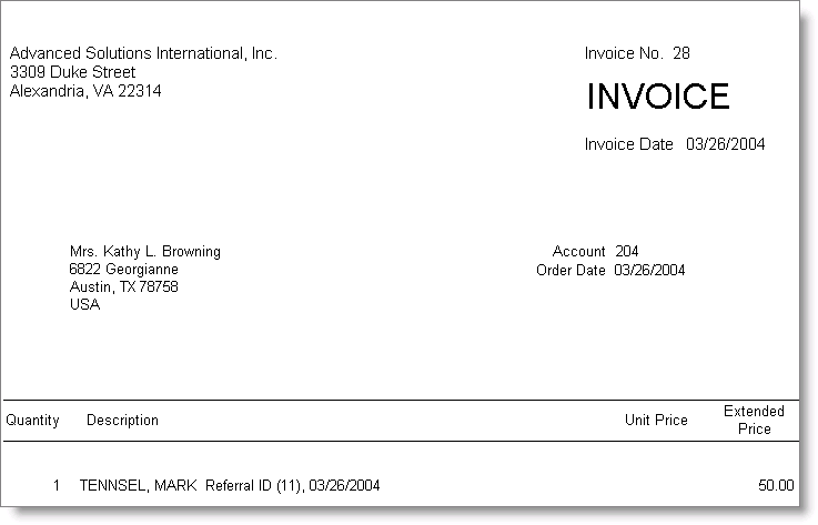 Print Invoice report