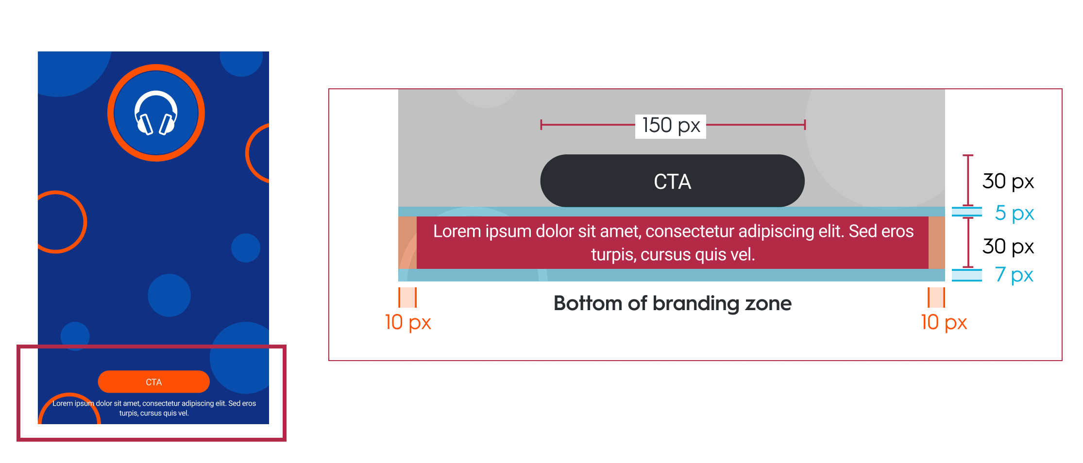 CTA and legal positioning options within the Showcase format