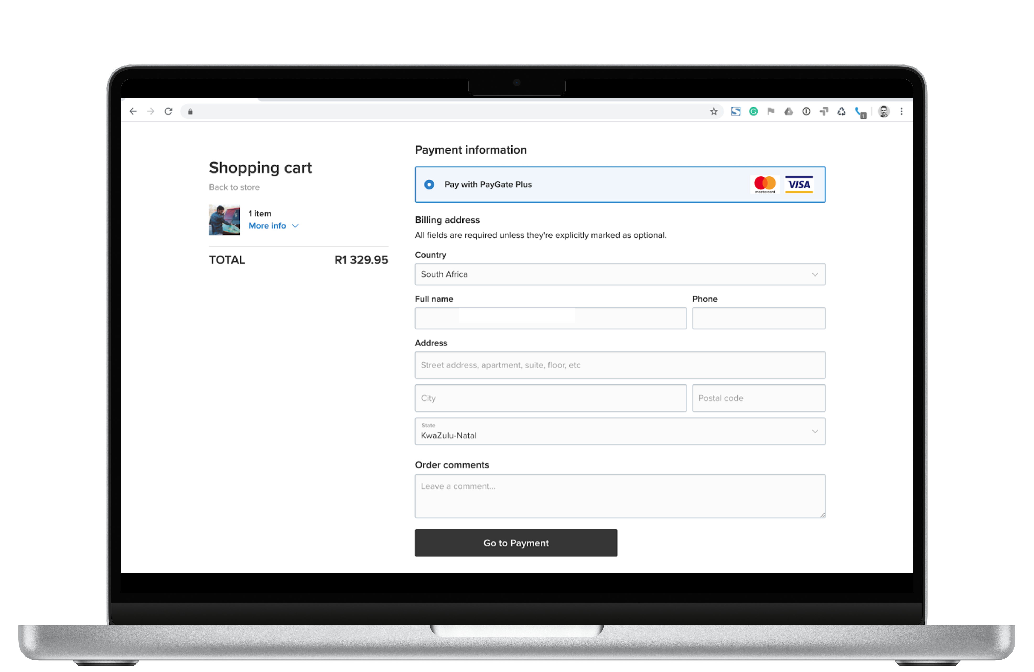 Enter the customer billing details, and click next. 