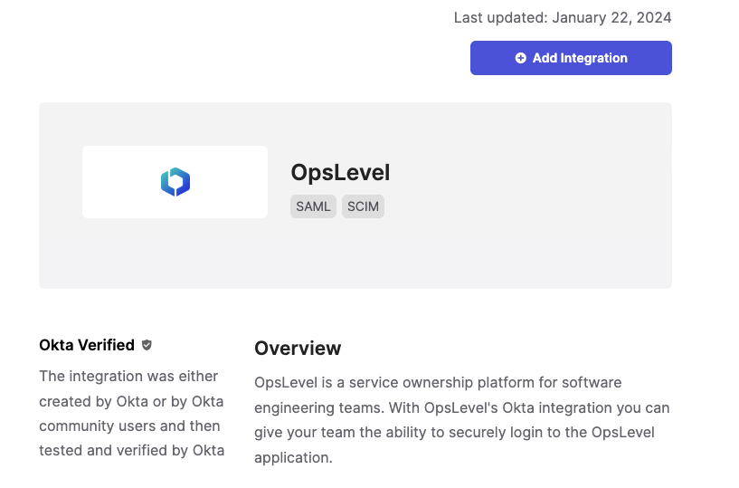 Okta Create a New Integration