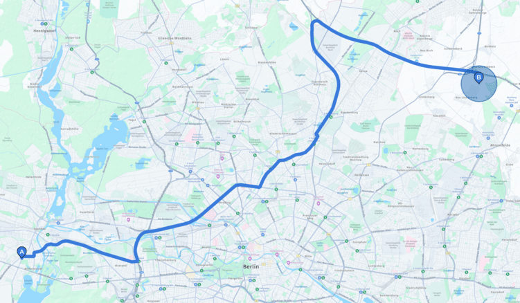 Route with snapRadius parameter 