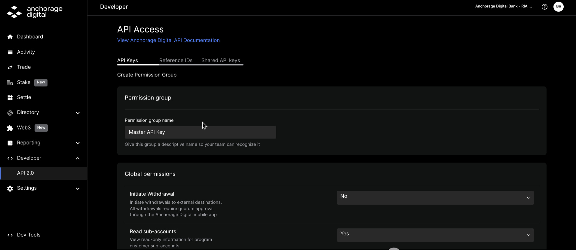 How to create an API Permission Group