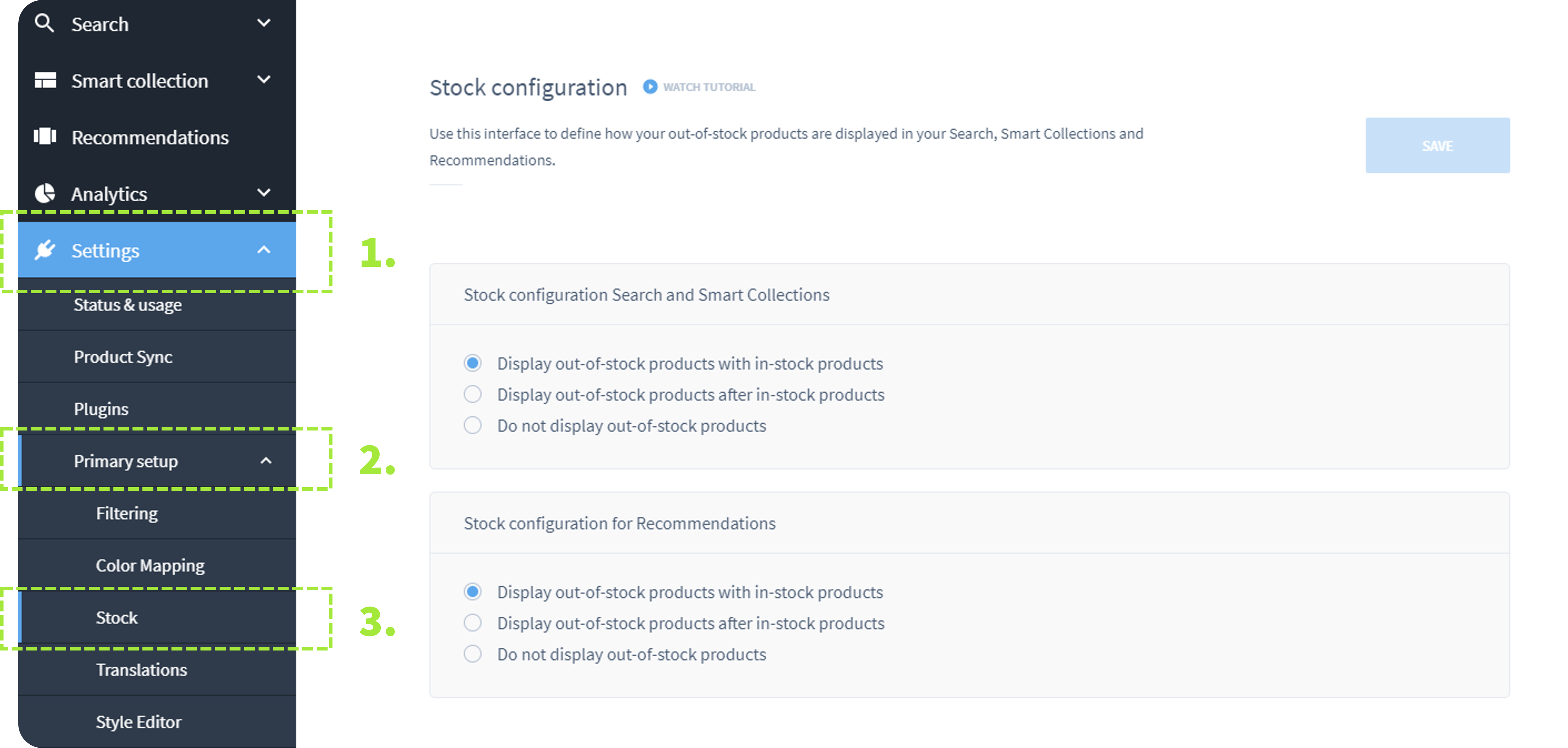 Where to find stock options In the Dashboard