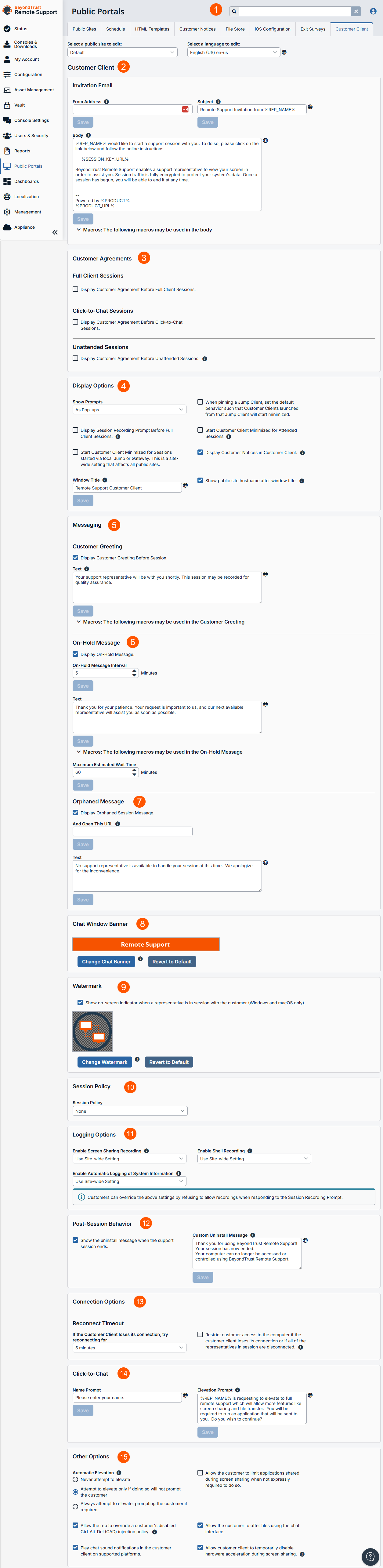 Image of the Public Portals: Customer Client page.