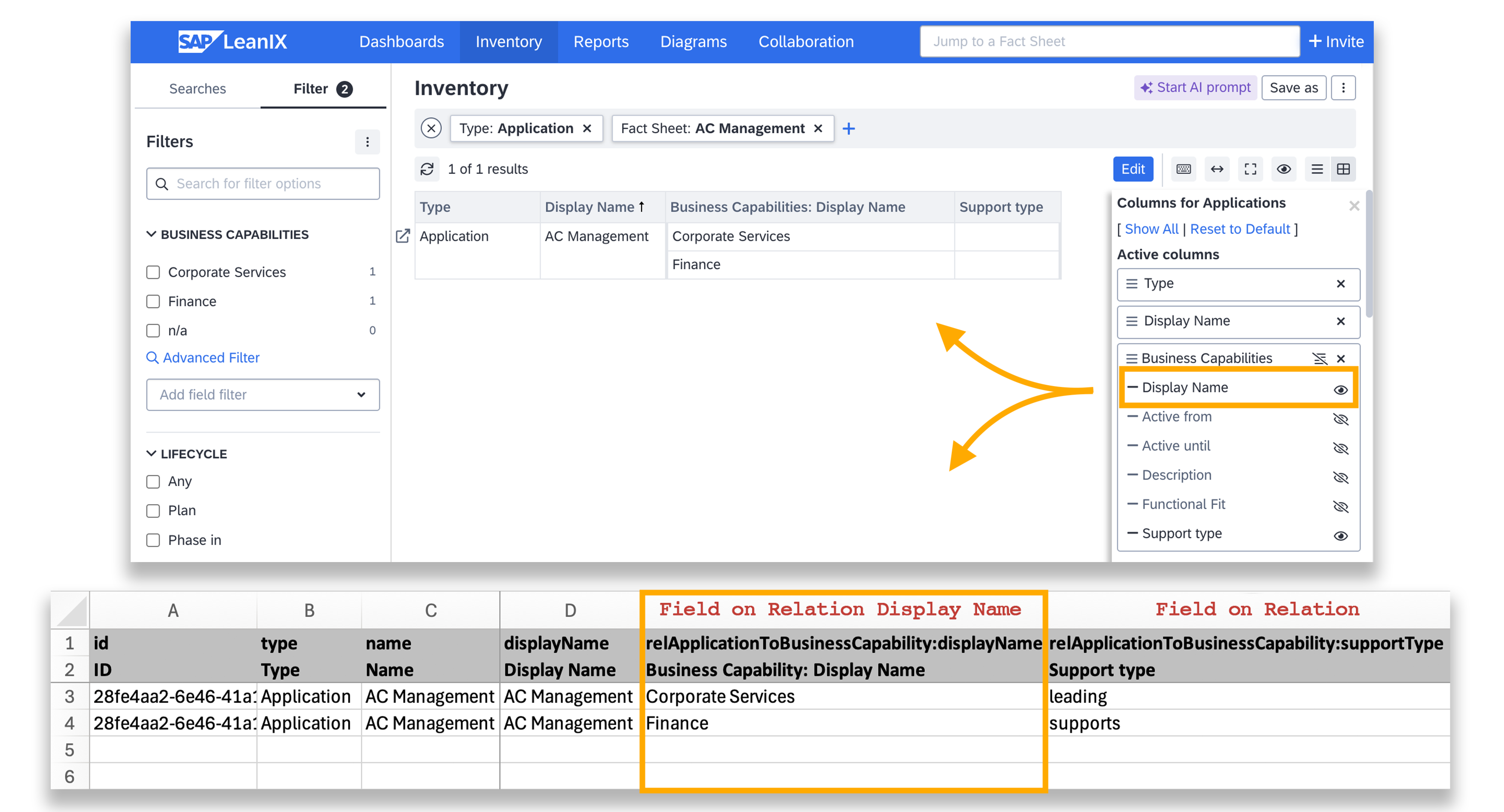 Field on Relation Display Name Column