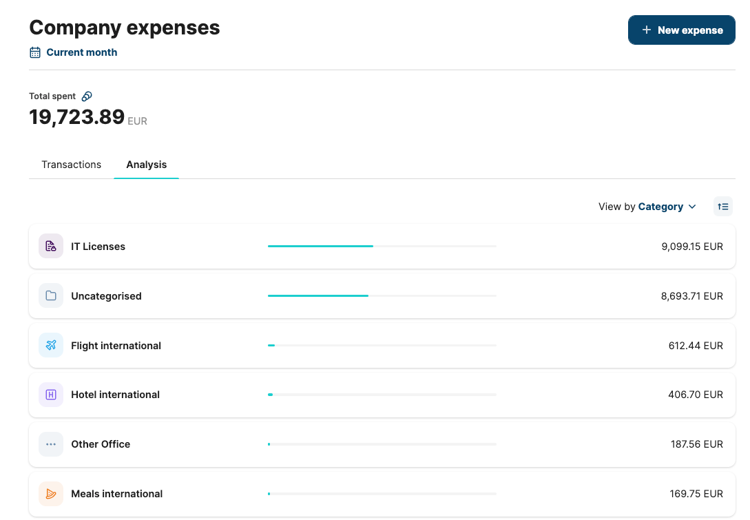 Expenses filtered by Category in the current month