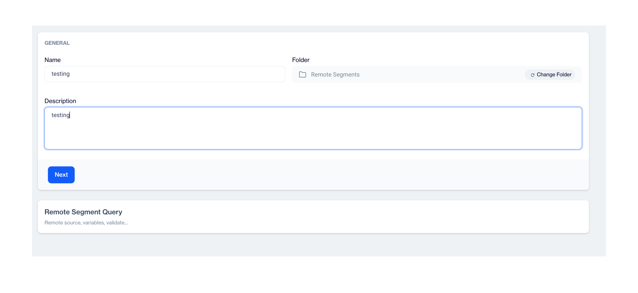 Creating a remote segment