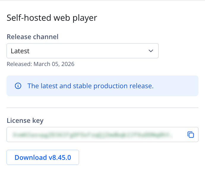 Self-hosted web player section