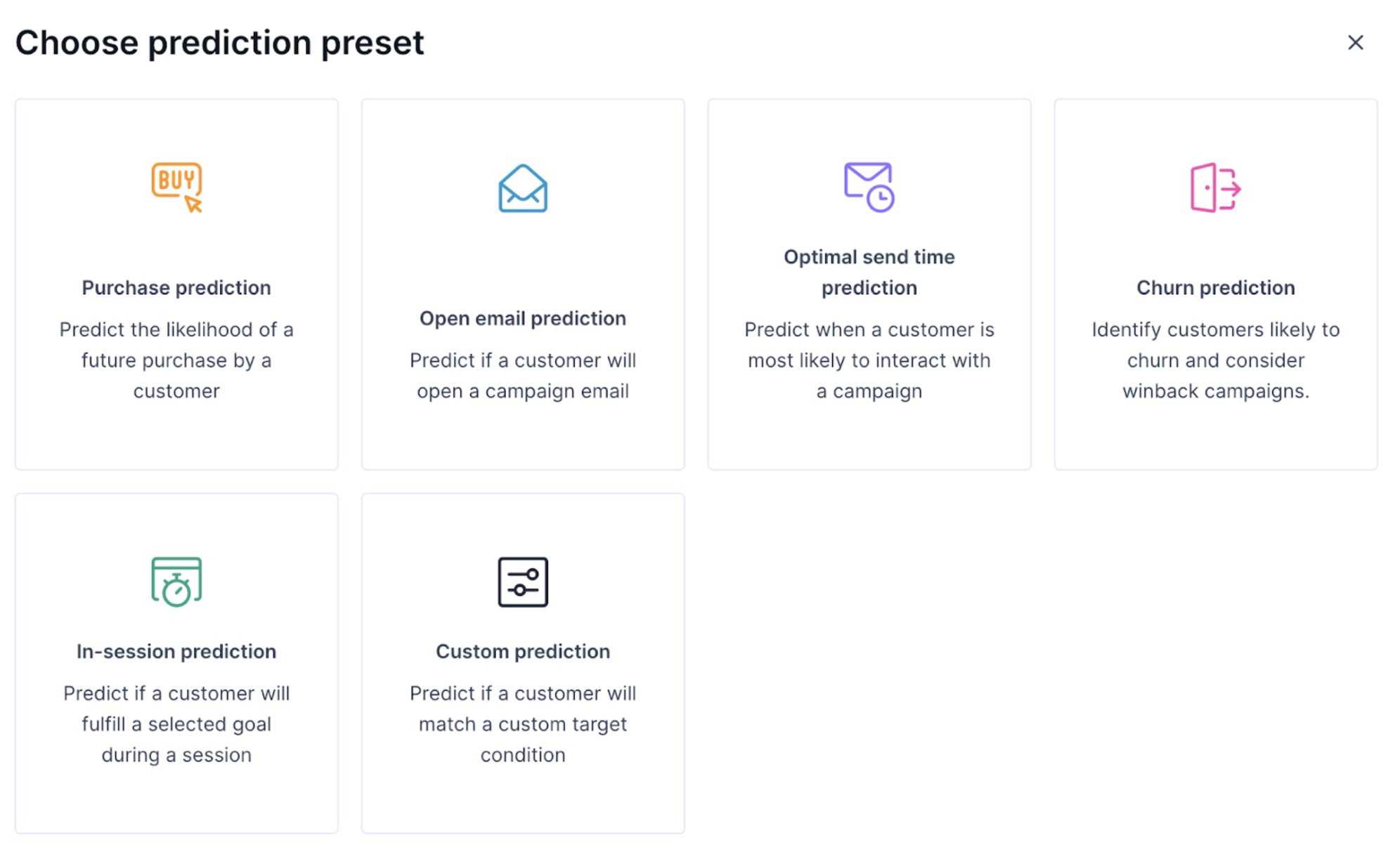 Select a prediction template.