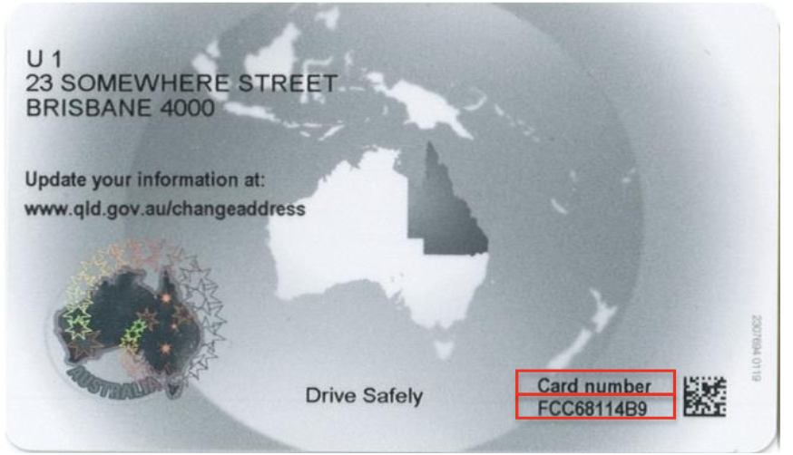 Queensland Driver Licence sample - back