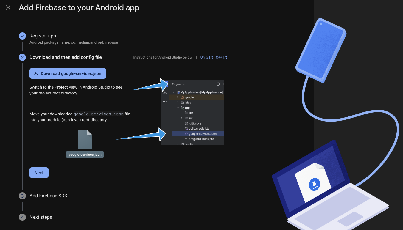 Download the google-services.json configuration file