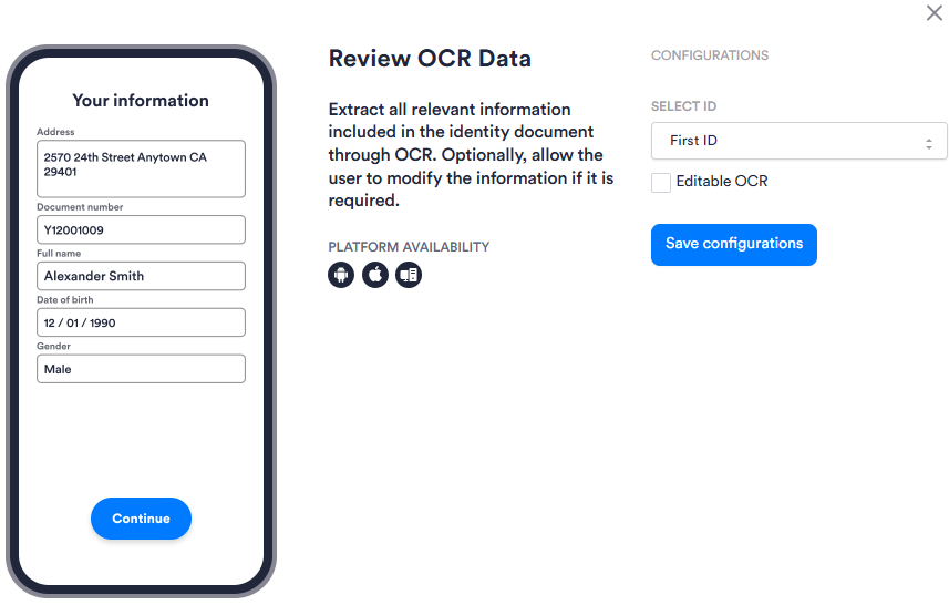 Image of the Review OCR Data module's configuration page. Has two configuration options.