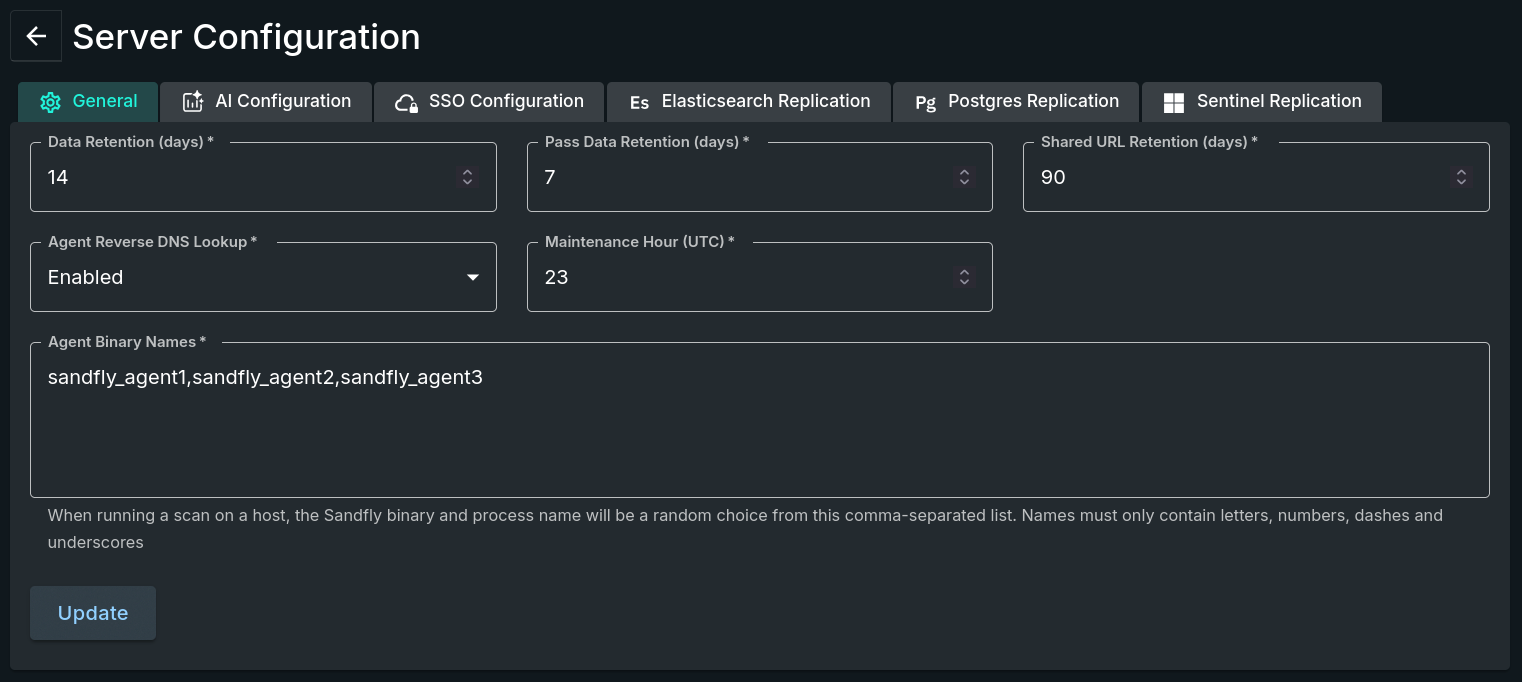Server Configuration Page