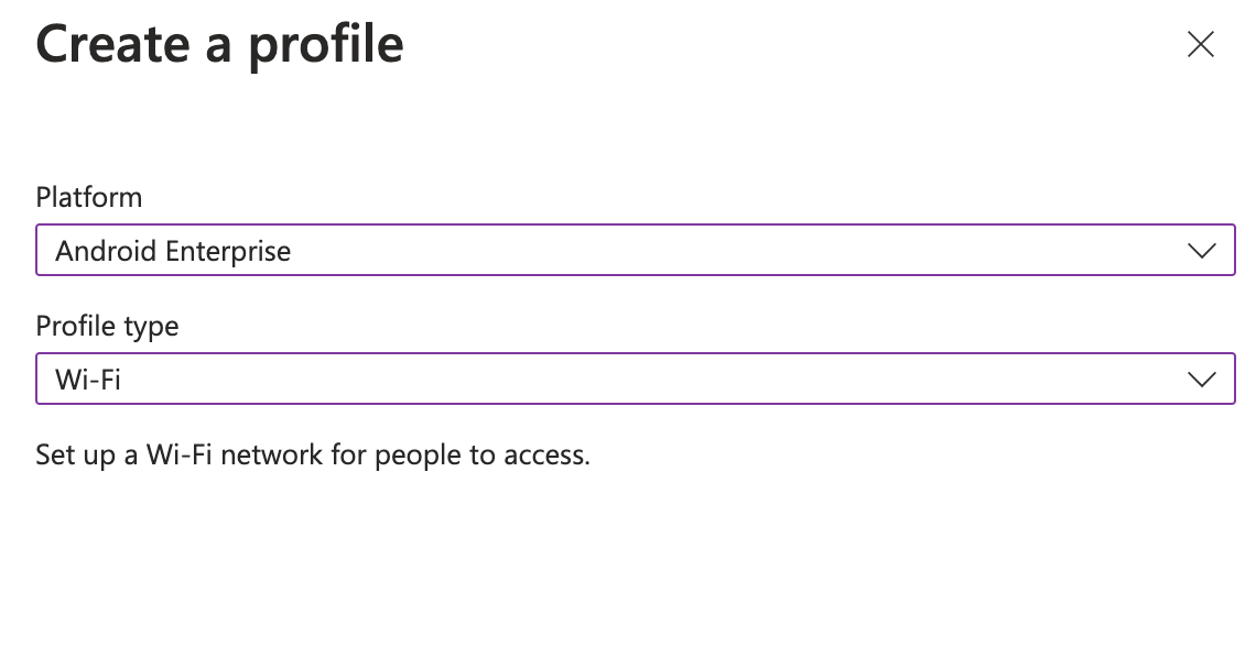 Create Wi-Fi profile